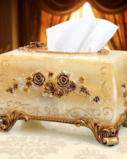 Chic European Resin Tissue Organizer - Vintage Style Home Accent