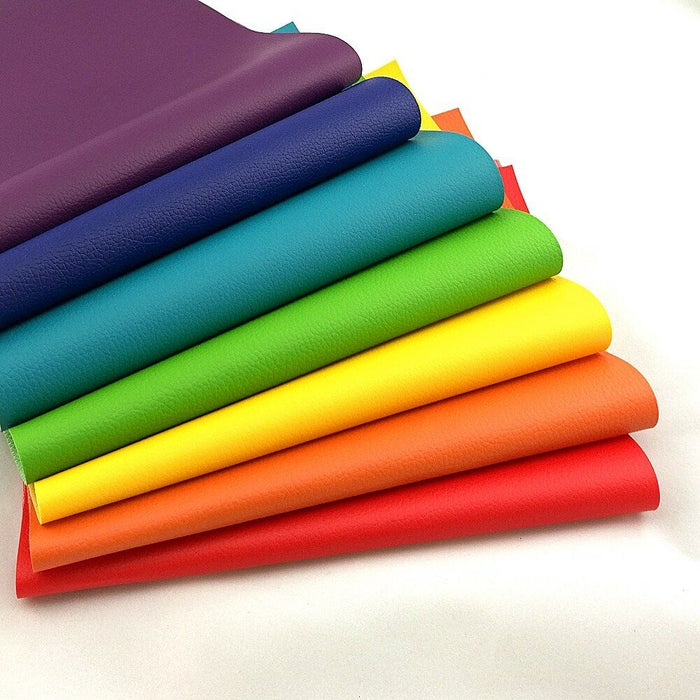 Colorful Rainbow PU Leather Crafting Pack - 7 Piece Assortment