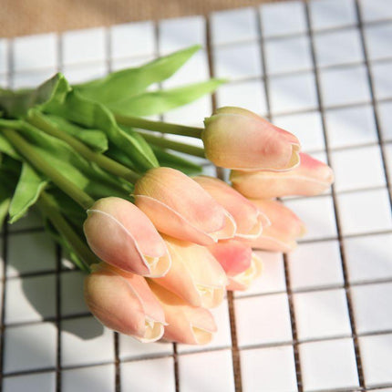 Exquisite 31-Piece Lifelike PU Tulips Bouquet - Premium Artificial Silk Flowers