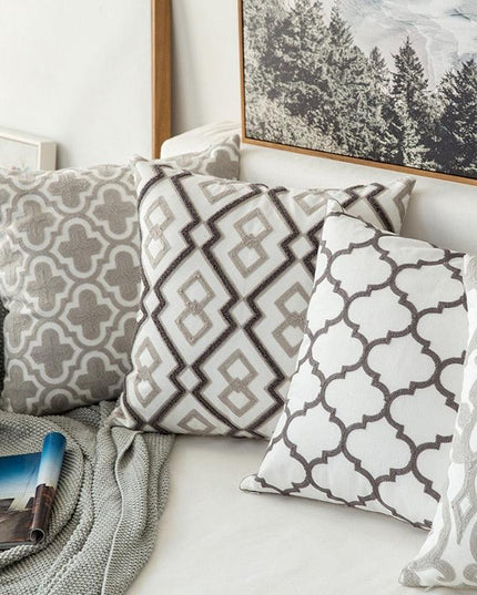 Chic Gray Embroidered Cotton Pillow Sham for Stylish Home Accents