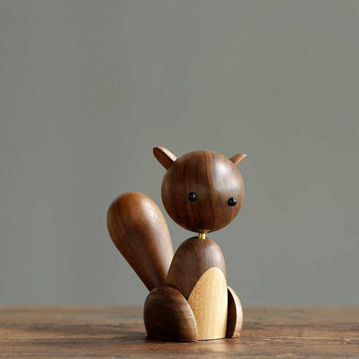 Scandinavian Walnut Wood Squirrel Ornament with Danish Design