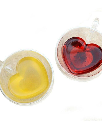 Stylish Heart-Shaped Double-Wall Glass Tea Cup Set for an Elevated Drinking Experience
