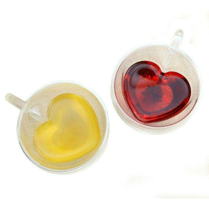 Heartfelt Elegance: Double-Walled Borosilicate Glass Tea Cup Set