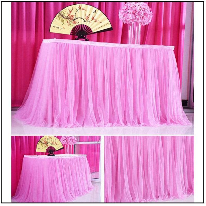100x80cm Wedding Party Tutu Tulle Table Skirt Tableware Cloth Baby Shower Party Home Decor Table Skirting Birthday Party-Home Textiles›Kitchen & Table Linens›Table Cloths, Covers & Runners›Table Cloths-Très Elite-Champagne-Très Elite