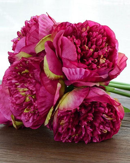 Elegant Peony and Blush Rose Silk Flower Arrangement Set