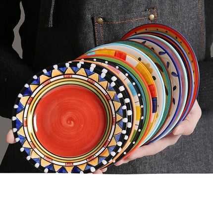 Artisanal European Charm: Hand-Painted Ceramic Plates for Elegant Dining