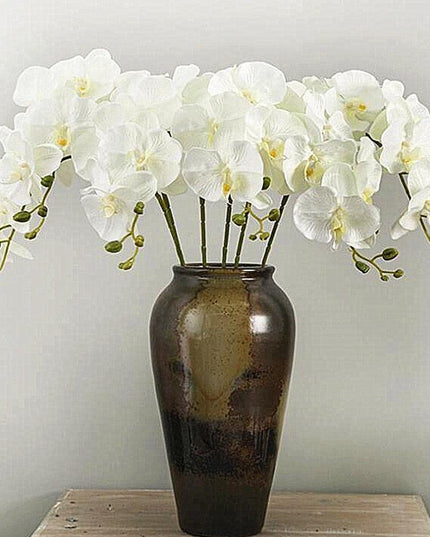 Lifelike White Phalaenopsis Orchid Arrangement - Stylish Home and Event Decor