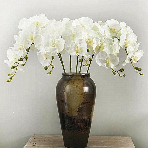 White Phalaenopsis Artificial Silk Orchid Flowers - Wedding and Home Decor Elegance