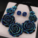 Blue Floral Resin Statement Necklace - Chic Fashion Accent for Trendy Ladies