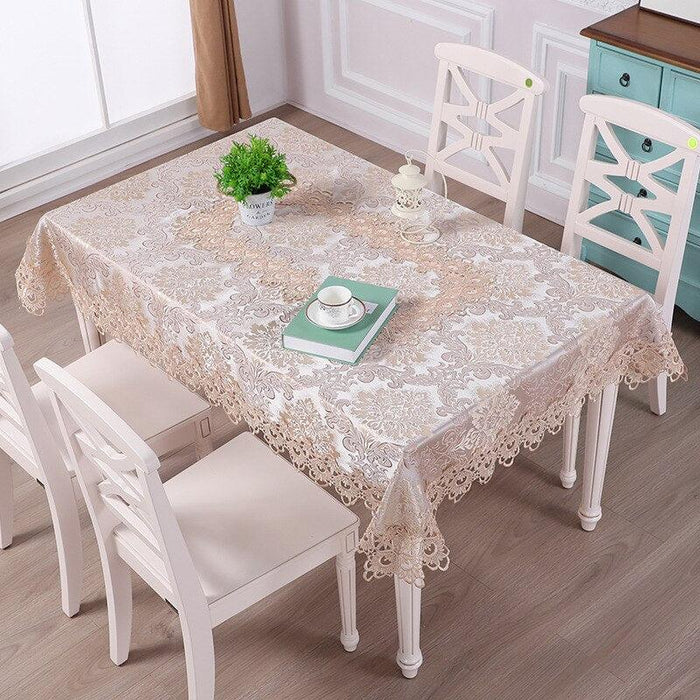 Elegant Floral Embroidered Tablecloth - Sophisticated Home and Wedding Decor Upgrade