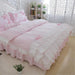 Luxurious Princess Bedding Set with Lace Ruffle and Flower Print