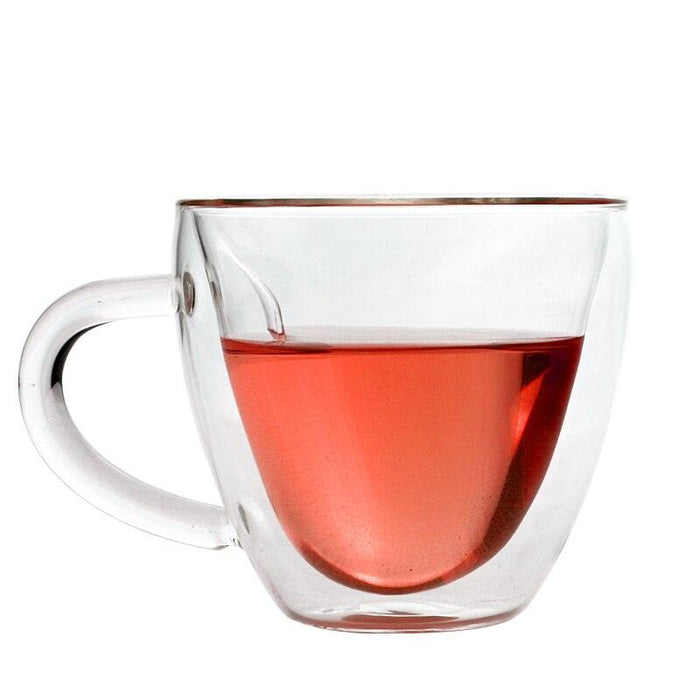 Heartfelt Borosilicate Glass Tea Cup Set with Dual-Wall Protection