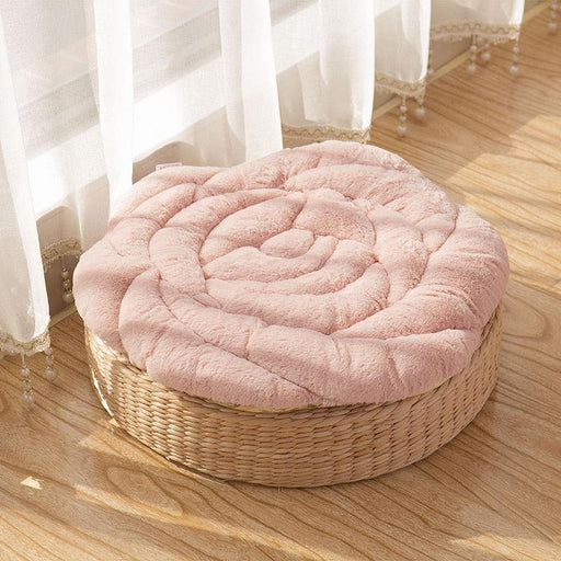Japanese Style 53x53cm Round Shorthaired Rose Cushion Home Floor Chair Decor Cushion Pad Car Mat Chair-Home & Kitchen›Home Décor›Decorative Pillows, Inserts & Covers›Chair Pads-Très Elite-Pink-about 55x55cm-Très Elite
