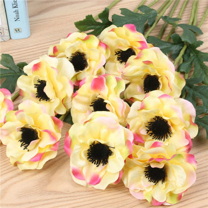 Silk Anemone Flower Set - 15 Pieces for Home Decor, Weddings, and Events