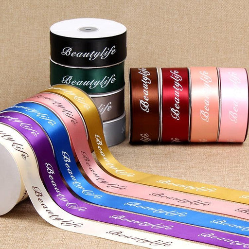Letters Ribbon - 4cm Wide, 45m Long, Polyester Printing, Ideal for Cake Shops, Gift Packaging, and More-Arts, Crafts & Sewing›Sewing & Fabric›Trim & Embellishments›Ribbons-Très Elite-beige-40mm-Très Elite