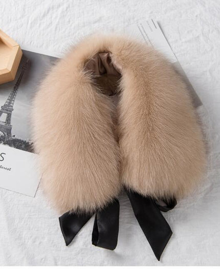 Luxurious Raccoon Dog Fur Ribbon Stole for Winter Elegance