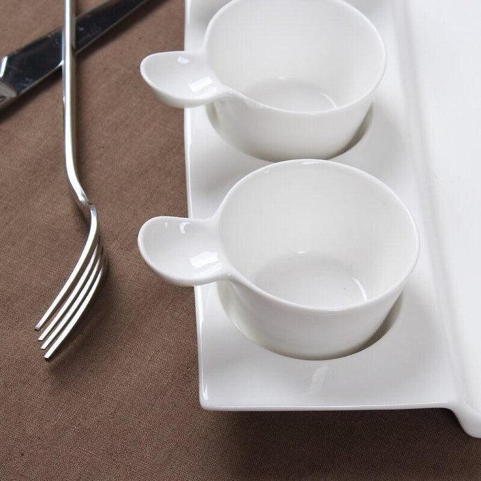 Handcrafted White Porcelain Set for Dining Variety