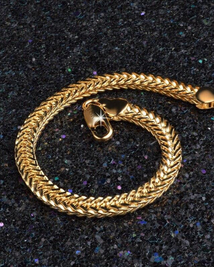 Sophisticated 18k Gold Snake Chain Bracelet - Dazzling Glossy Finish for Any Occasion