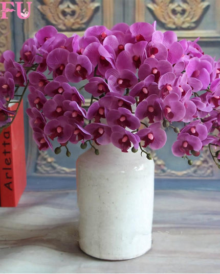 Elegant Silk Flower Arrangement with Butterfly Orchids and Mini Roses - Luxurious Botanical Display