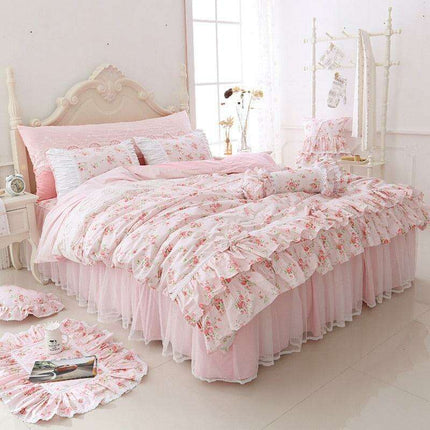 Blossom Dream Princess Cotton Bedding Set for Luxurious Comfort