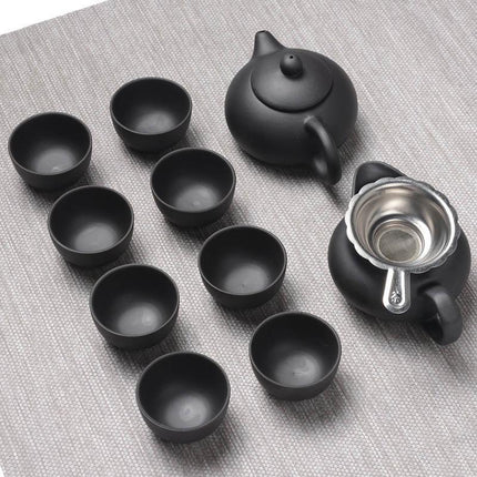 Zen Handcrafted Purple Clay Teapot and Cup Set - Exquisite Tea Ceremony Collection