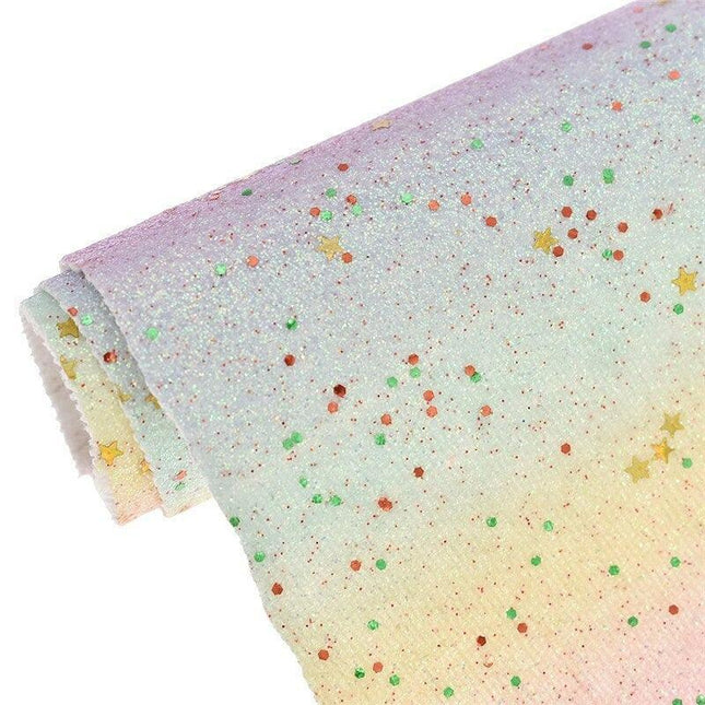 Vibrant Rainbow Glitter Synthetic Leather - Perfect for Eye-Catching DIY Creations