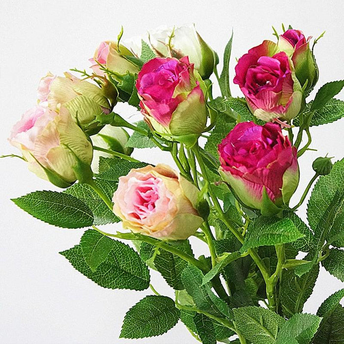 Silk Rose Artificial Flower Bouquet - Elegant 4-Head Bouquet with Plastic Stems - Ideal for Home and Wedding Decor