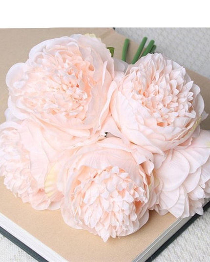 Elegant Peony and Blush Rose Silk Flower Arrangement Set