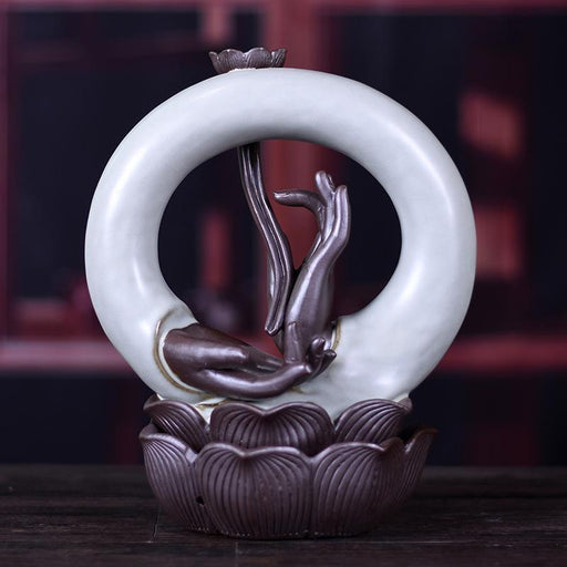 Ceramic Buddha Hand Backflow Incense Burner with Waterfall Effect