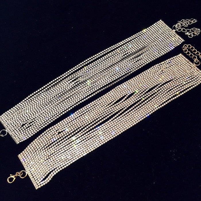 Luxury Botanica Rhinestone Choker Necklace with Layered Crystal Design for Chic Elegance