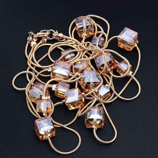 New Europe Fashion Crystal Jewelry Accessories, Austrian Crystal Bead Long Necklace Sweater Chain Necklaces &amp; Pendants For Women-0-Très Elite-Champagne-Très Elite