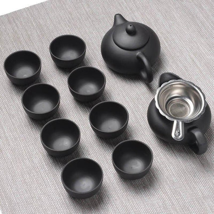 Zen Handcrafted Purple Clay Teapot and Cup Set - Exquisite Tea Ceremony Collection