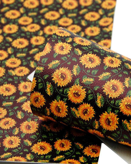 Elegant Floral Print Synthetic Leather Crafting Fabric - 20*33cm Premium Quality for Creative Projects