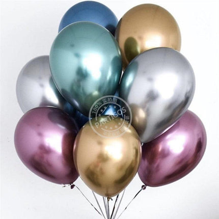 Elegant Chrome Metallic Latex Balloon Set - 50 Pieces for Celebratory Events