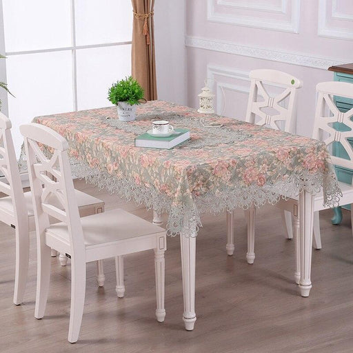 Elegant Floral Embroidered Tablecloth - Premium Table Cover for Home and Wedding Decor