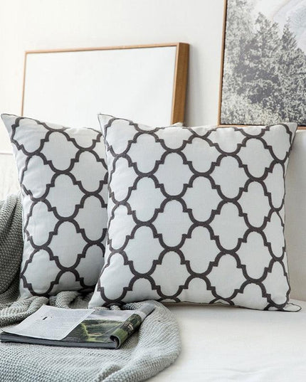 Chic Gray Embroidered Cotton Pillow Sham for Stylish Home Accents