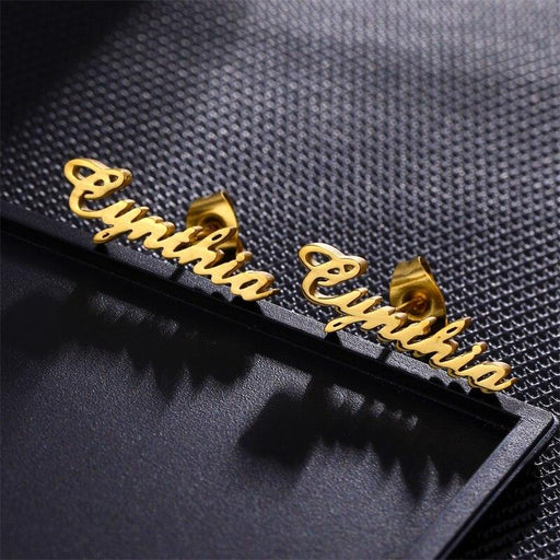 Elegant Customizable Script Name Stud Earrings for Women