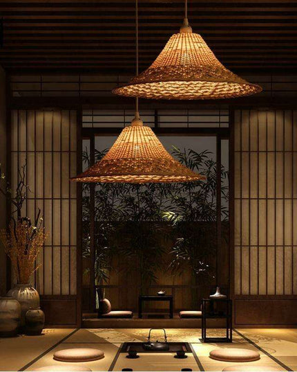 Sophisticated Japanese Tatami Wicker Pendant Light for Stylish Dining Spaces
