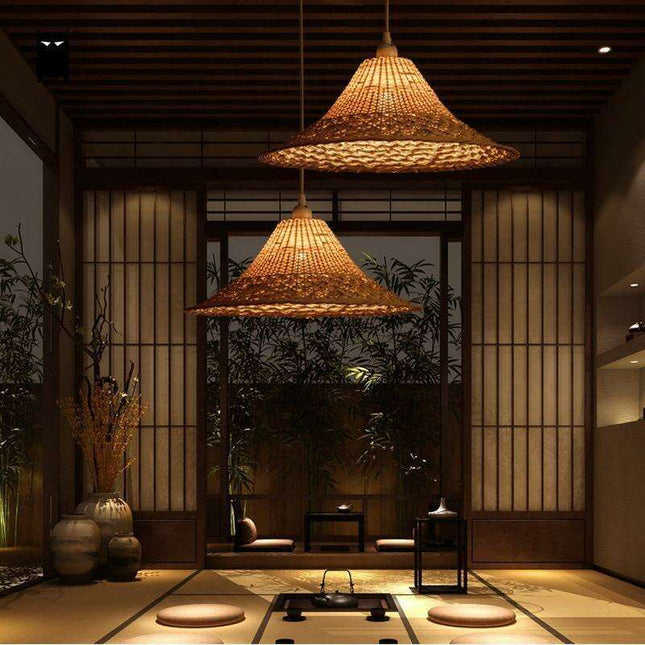 Sophisticated Japanese Tatami Wicker Pendant Light for Stylish Dining Spaces