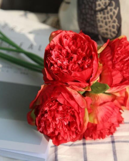 Elegant Peony and Blush Rose Silk Flower Arrangement Set