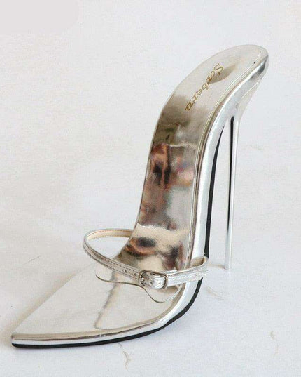 Stunning Metallic 7-Inch Heeled Sandals - Women's Elegant Nighttime Buckle Shoes