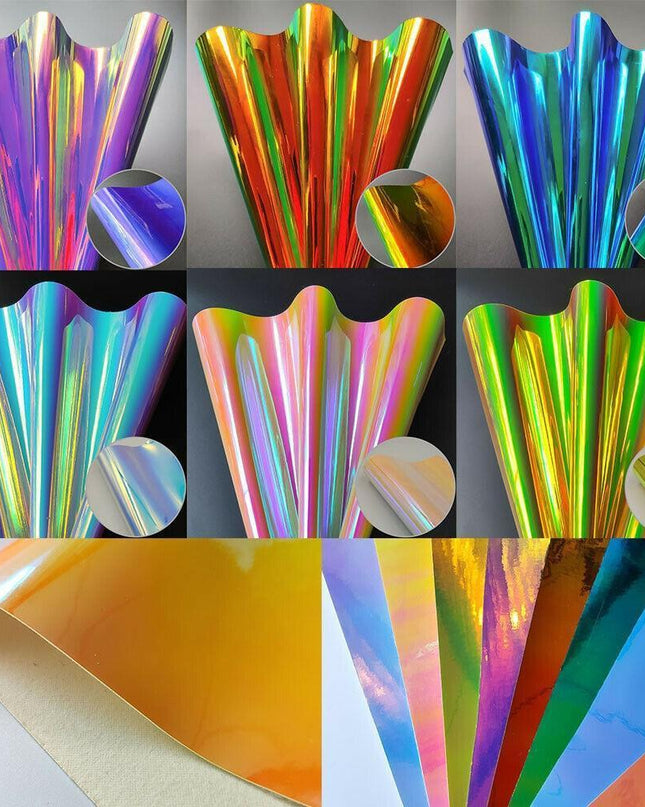 Radiant Holographic Mirror PU Leather Crafting Sheet