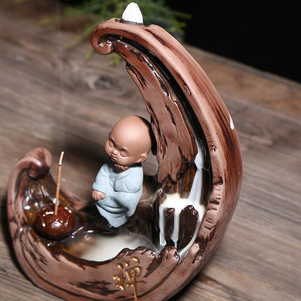 Serene Flow Ceramic Backflow Incense Burner - Tranquil Home Decor Accent