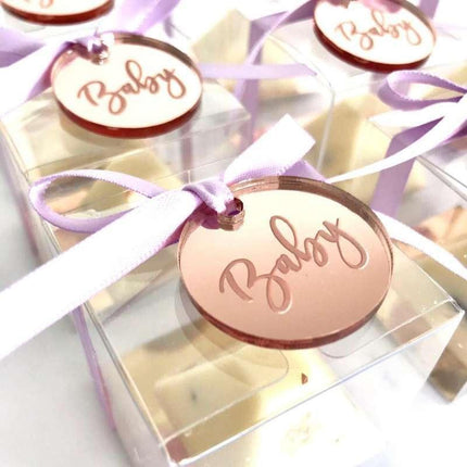 Personalized Elegant Silver Mirror Round Decor Tokens - Pack of 50