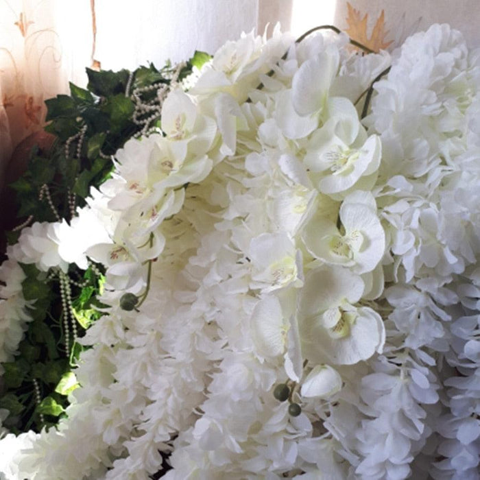 Elegant White Orchid Silk Floral Display - Beautiful Home and Event Decoration