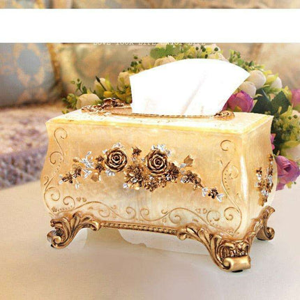 Chic European Resin Tissue Organizer - Vintage Style Home Accent