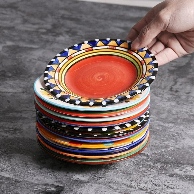 Artisanal European Charm: Hand-Painted Ceramic Plates for Elegant Dining