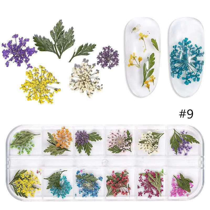 30-Piece Real Dried Flower Nail Art Kit - Premium Floral Collection
