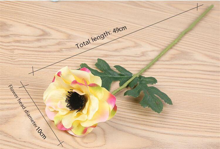 Lifelike Silk Anemone Floral Arrangement Set - 15-Piece Elegance Collection for Home and Events