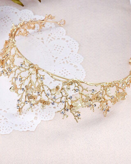 Vintage Golden Dragonfly Rhinestone Bridal Tiara: Luxurious Baroque Headpiece